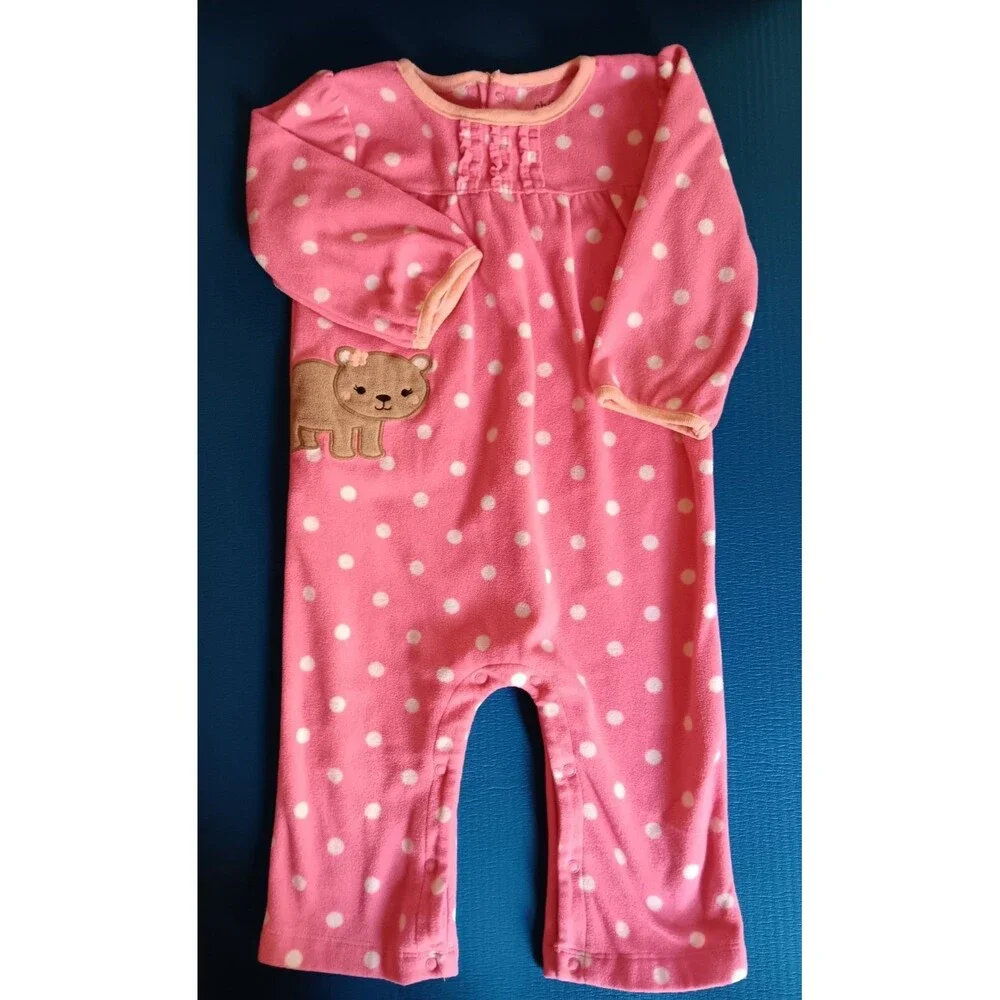 jumper 18 month Carters girl Pink Polka Dot With Bear one piece outfit baby